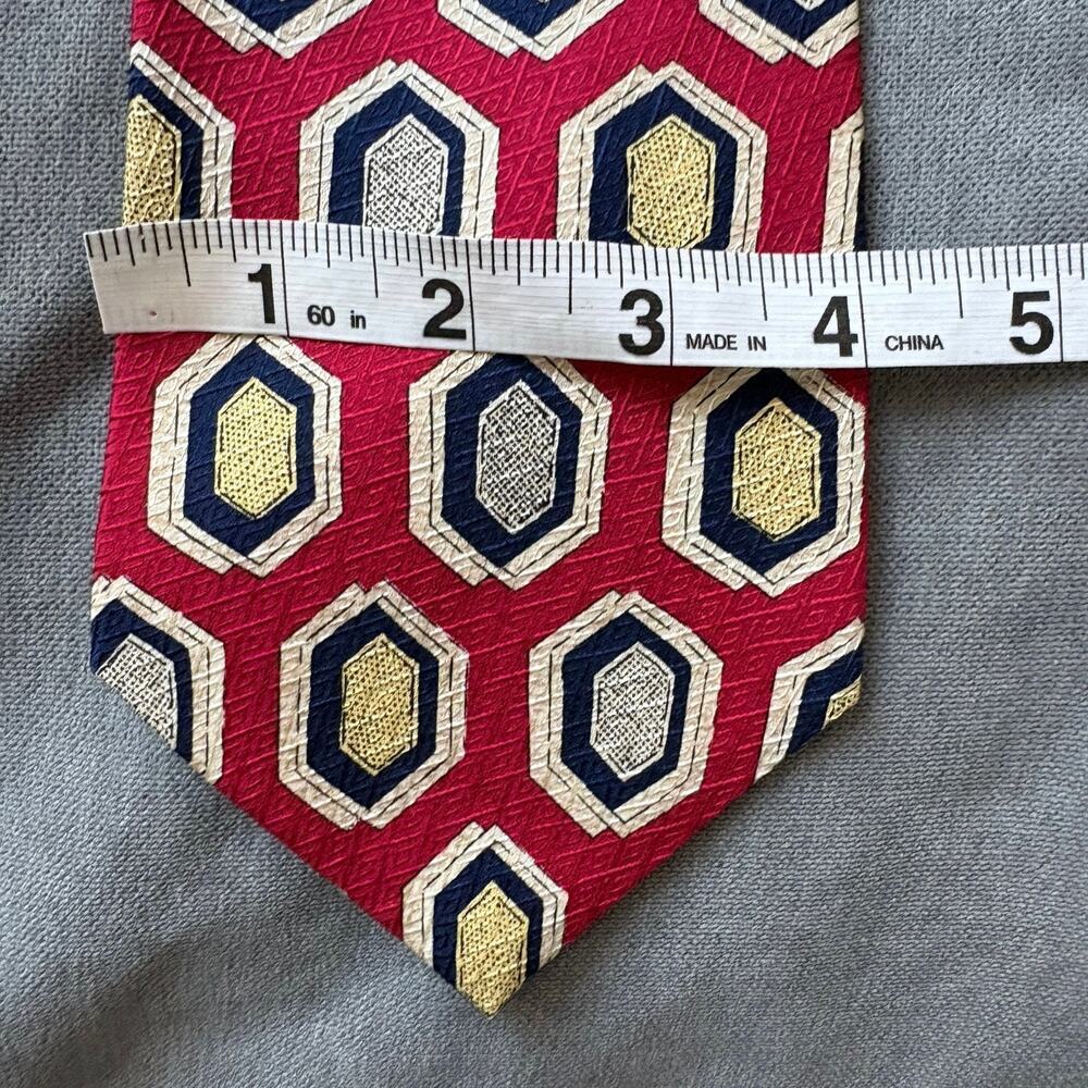 Givenchy Monsieur Silk Tie Red Geometric Vintage Designer OldMoney - Picture 2 of 4